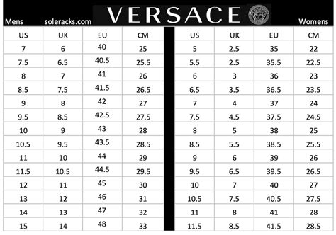 Versace shoe size chart